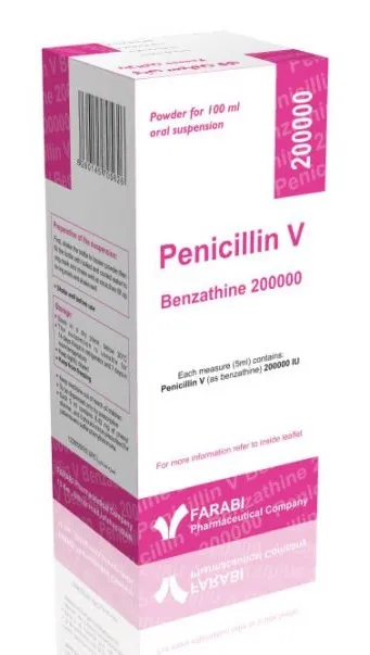 تصویر PENICILLIN V BENZATHINE FARABI 200,000 U/5ML SUSP